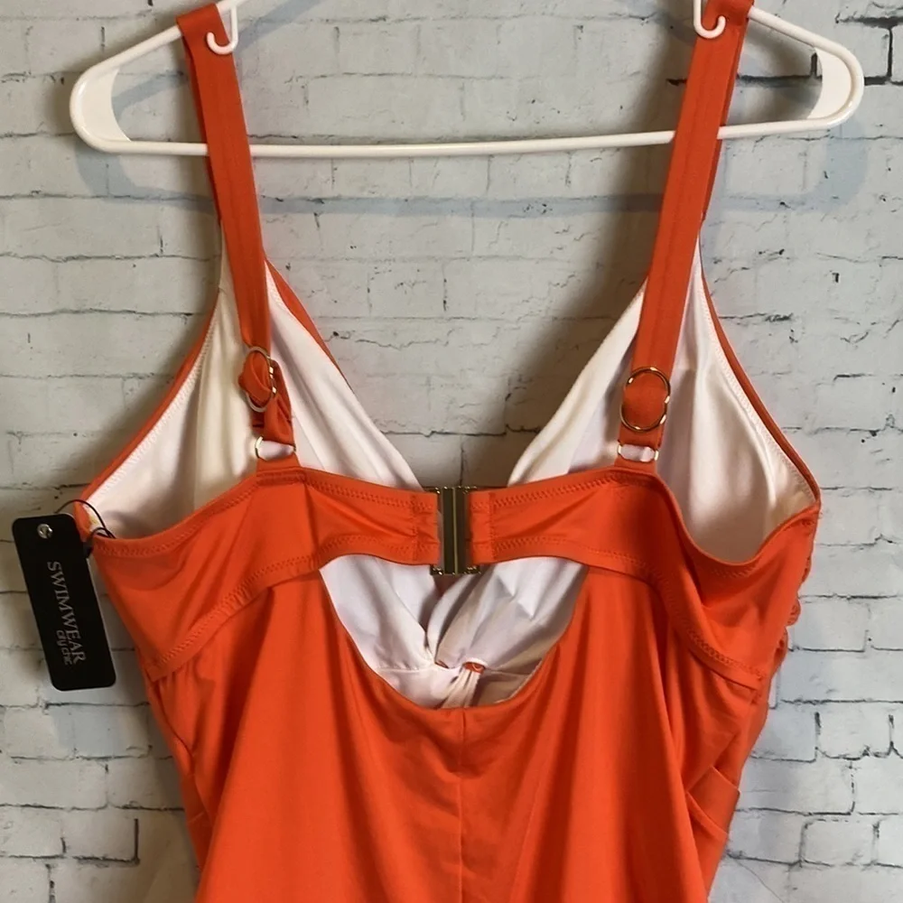 CITY CHIC Majorca 1 Piece Swimsuit Sunburst Orange Sz 18 Plus Size Vacation NWT - Picture 12 of 16